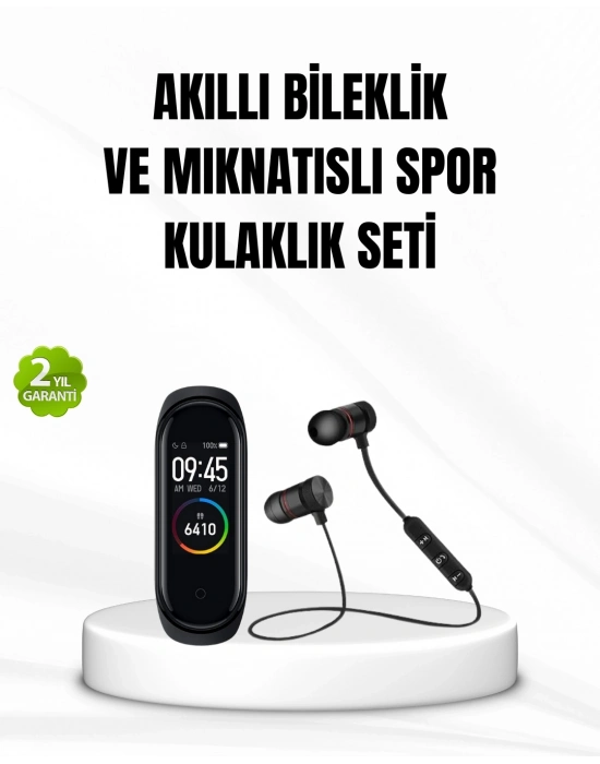 ® Akıllı Spor Bilekliği ve Gürültü Önleyici Bluetooth Kulaklık Seti