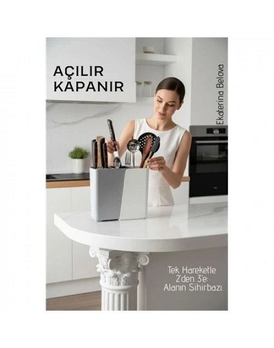 ® Akıllı Sürgülü Bıçaklık ve Kaşıklık Organizeri - Ayarlanabilir Tezgah Üstü Mutfak Düzenleyici