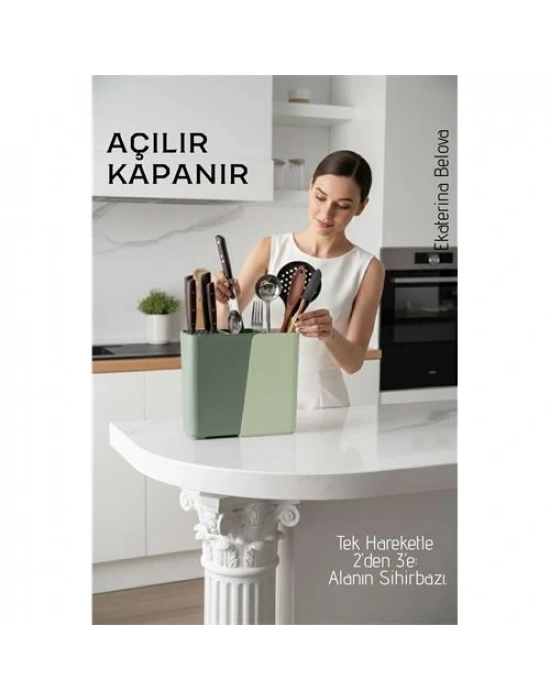 ® Akıllı Sürgülü Bıçaklık ve Kaşıklık Organizeri - Ayarlanabilir Tezgah Üstü Mutfak Düzenleyici