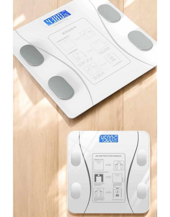 ® Akıllı Tartı Dijital Baskül Yağ Su Kas Vücut Kitle Kilo Ölçer Tartı