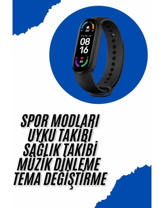 ® Akıllı Uyumlu Bileklik M6 Adımsayar Spor Modları Çağrı Görme Türkçe Menü