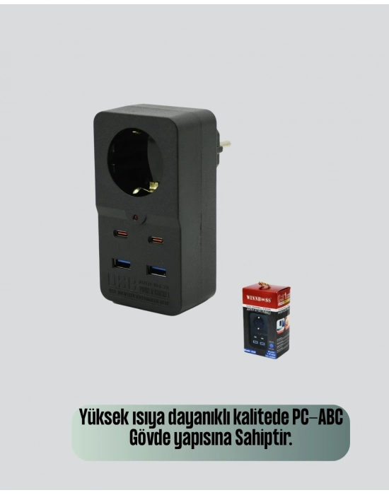 ® Akım Korumalı Priz 4 USB Type C Destekli Yüksek Isı Dayanımlı