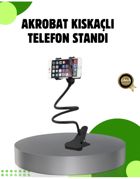 Akrobat Masaüstü Mandallı Telefon Tutucu 360 Derece Dönebilen