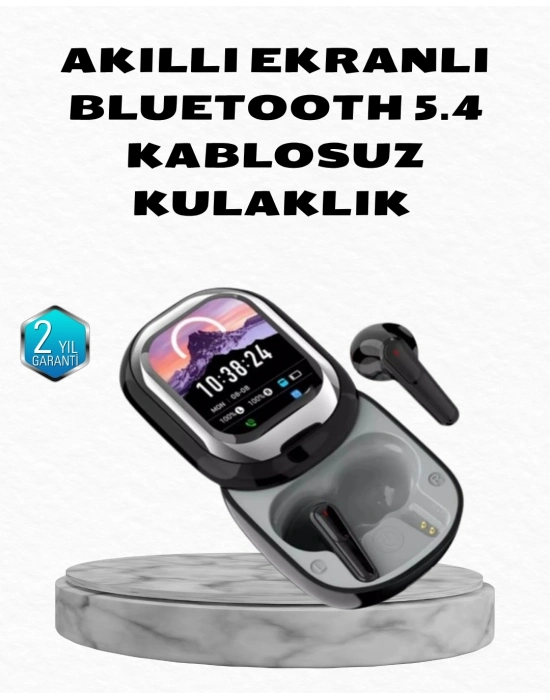 ® Aktif Gürültü Engelleme Özellikli Kablosuz Kulaklık – Akıllı Ekranlı Şarj Kutusu