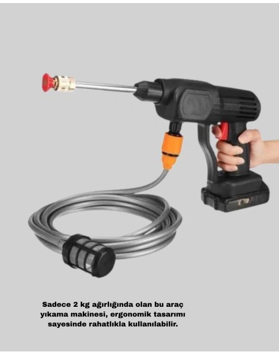 ® Akülü Araba Yıkama Makinesi 21V Güçlü Basınçlı ve Çift Akülü Taşınabilir