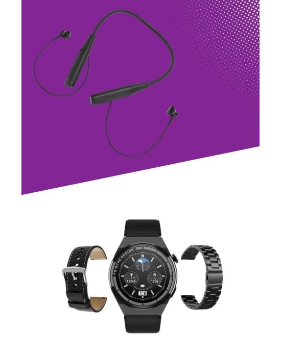 ® Alarm ve Titreşim Özellikli Akıllı Saat ve Mikrofonlu Kablolu Bluetooth Kulaklık 60 Saat