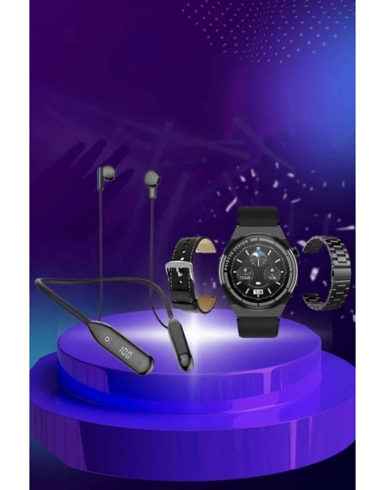 ® Alarm ve Titreşim Özellikli Akıllı Saat ve Mikrofonlu Kablolu Bluetooth Kulaklık 60 Saat
