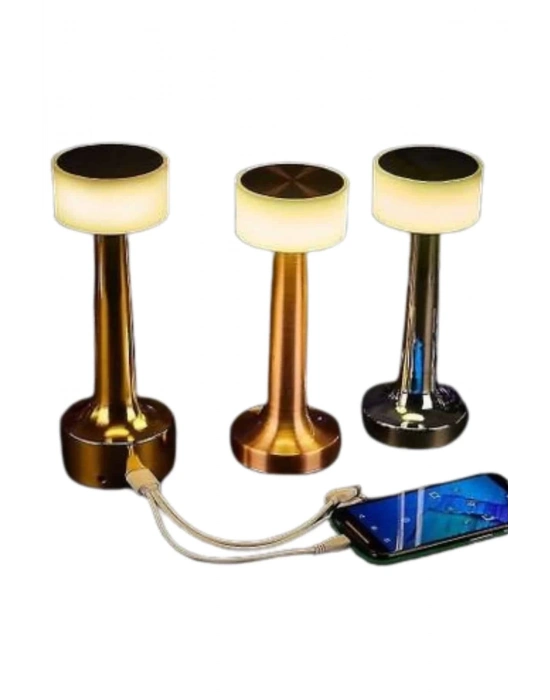® Altın Rengi Masa ve Gece Lambası Dokunmatik Şarjlı Masa Lambası