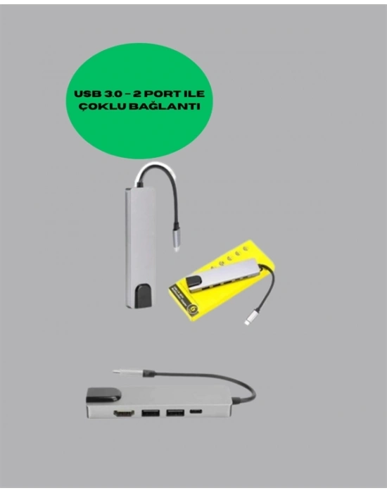 ® Alüminyum Gövdeli Type‑C HDMI & Ethernet Adaptör – Tak & Çalıştır