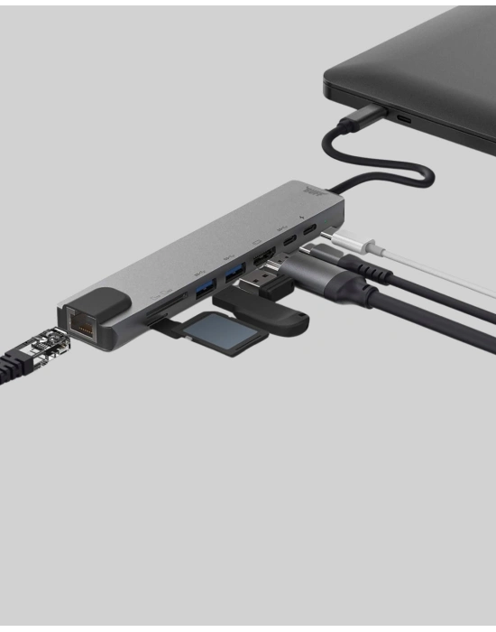 ® Alüminyum Kasalı MacBook USB-C Hub – 4K HDMI, USB 3.0, SD/TF Kart Girişi, PD Şarj Desteği