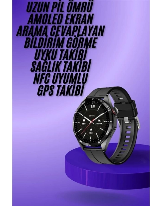 ® Amoled Ekran 3 Kordonlu Akıllı Saat 5.0 Bluetooth Bağlantılı Android ve İOS Uyumlu