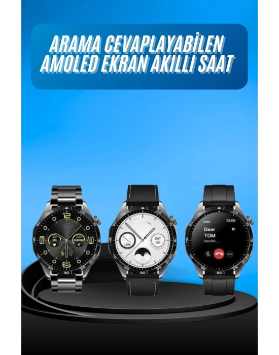 ® Amoled Ekran 3 Kordonlu Akıllı Saat 5.0 Bluetooth Bağlantılı Android ve İOS Uyumlu