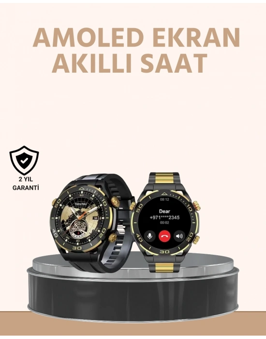 ® Amoled Ekran Akıllı Saat Uyku Nabız Adım Ölçer Su Geçirmez