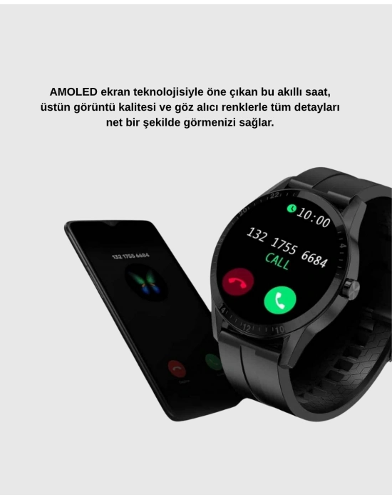 ® AMOLED Ekranlı Smartwatch – 3 Kordonlu, Kalp Atış & Uyku Takipli Akıllı Saat