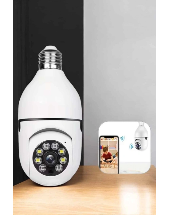 ® Ampul Görünümlü Güvenlik Kamerası Duylu Wifi Kamerası Dönebilen