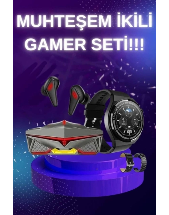 ® ANC Özellikli Bluetooth Kulaklık ve Amoled Ekran Akıllı Saat Uyku ve Sağlık Takibi Nabız Ölçer