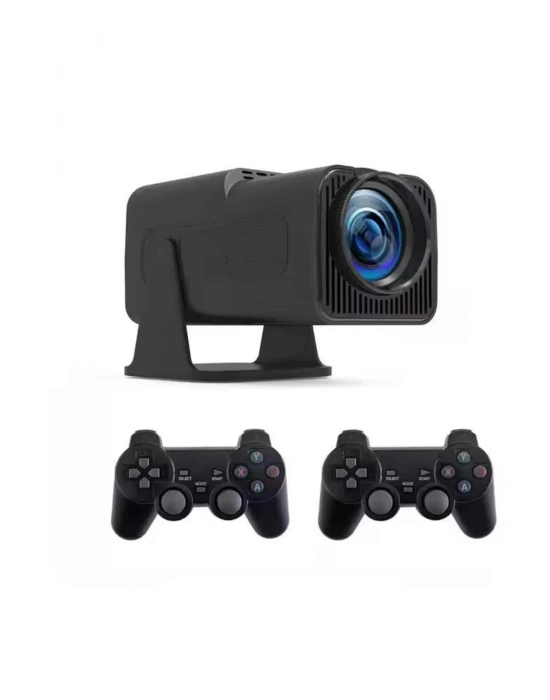 ® Android Projeksiyon Siyah Taşınabilir Sinema Projektörü 4k 1080p Ev Sineması Bluetooth