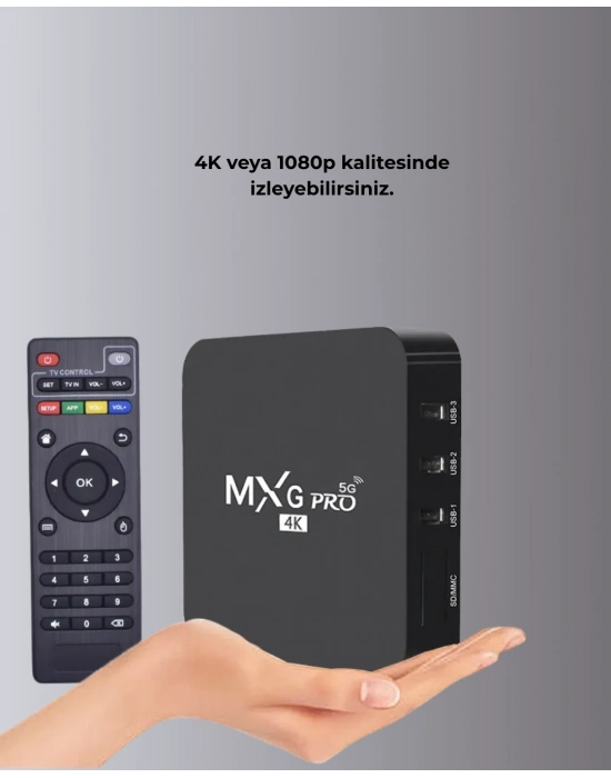 ® Android TV Box 4K – 2GB RAM 16GB ROM, Kablosuz Wi-Fi Medya Oynatıcı