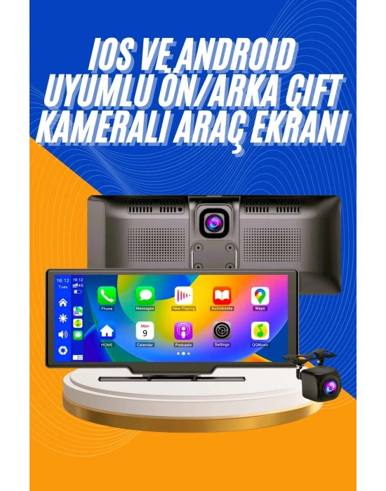 ® Android ve İOS Uyumlu Ön Arka Çift Kameralı Araç Ekranı Dokunmatik CarPlay