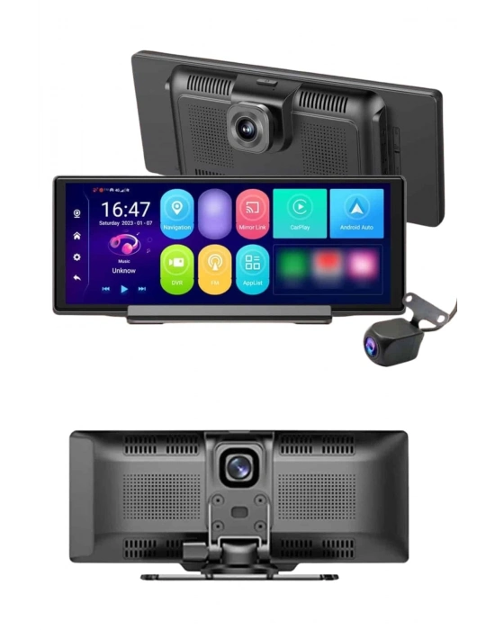 ® Android ve İOS Uyumlu Ön Arka Çift Kameralı Araç Ekranı Dokunmatik CarPlay