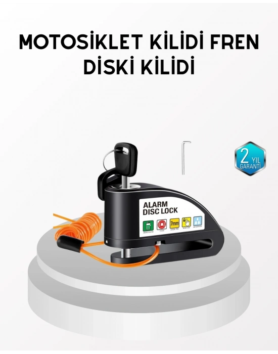 ® Anti Hırsızlık 110 dB Alarm Disk Fren Kilidi Suya Dayanıklı Çelik Güvenlik Kilidi