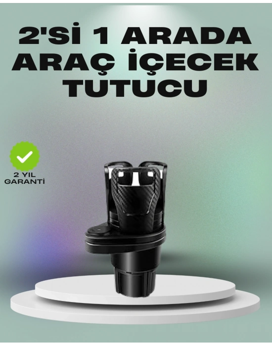 ® Araba Çift Bardak Tutucu 360° Dönebilen İkisi Bir Arada Ayarlanabilir