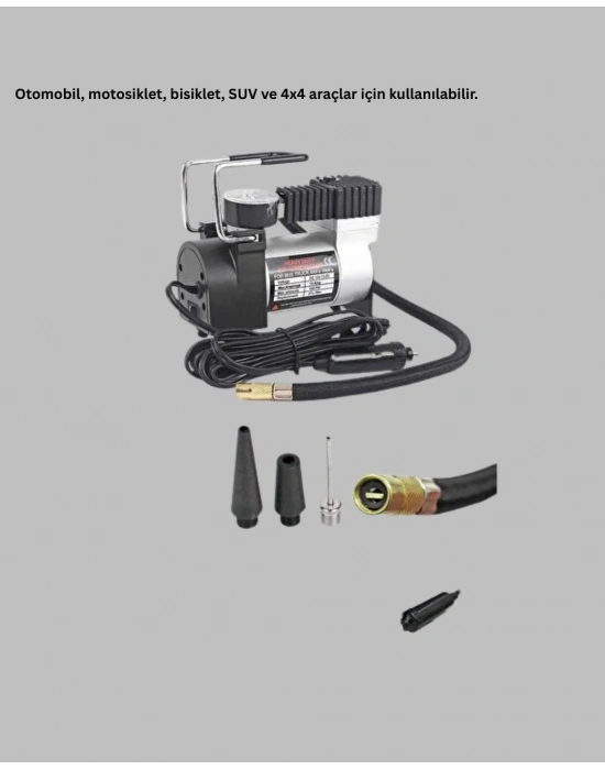 ® Araç Çakmak Girişli Metal Hava Kompresörü 10A Güçlü Motor