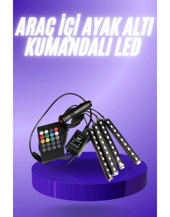 ® Araç İçi Ayak Altı 12li Şerit Led Işık Uzaktan Kumandalı RGB Işıklı Ses ve Müziğe Duyarlı