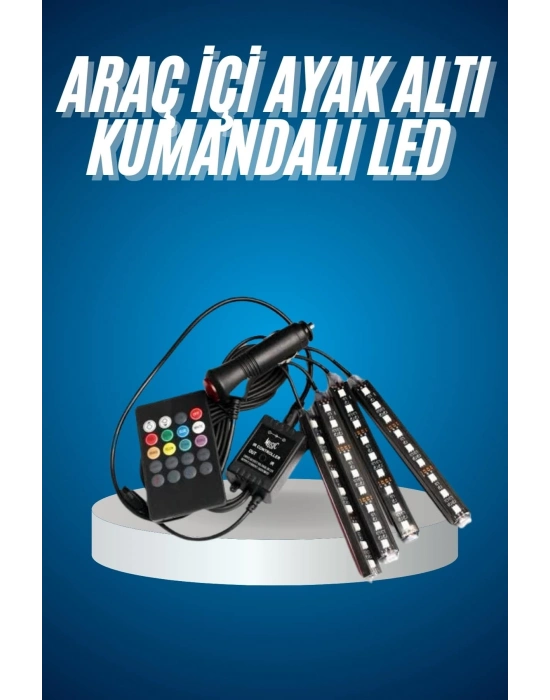 ® Araç Içi Aydınlatma Kumandalı 12 Led Ayak Altı Led Ambiyans Işığı Sese Duyarlı Kumandalı