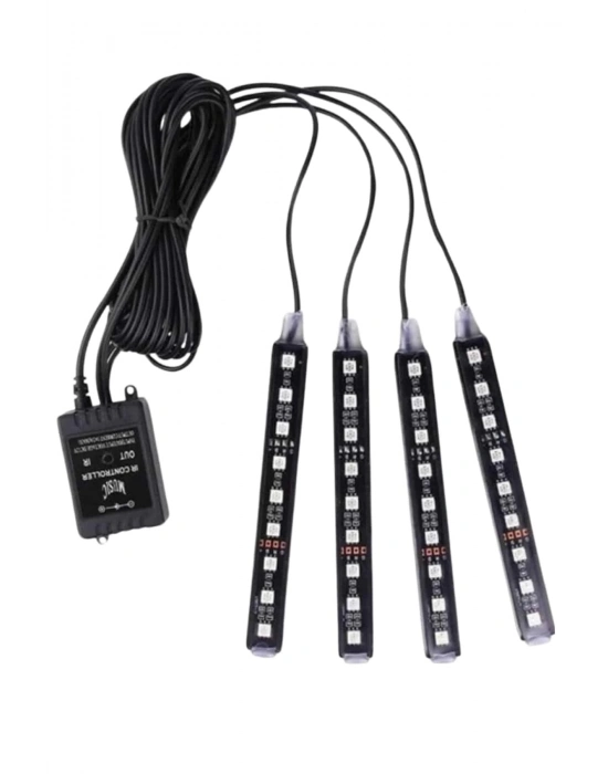 ® Araç Içi Aydınlatma Kumandalı 12 Led Ayak Altı Led Ambiyans Işığı Sese Duyarlı Kumandalı