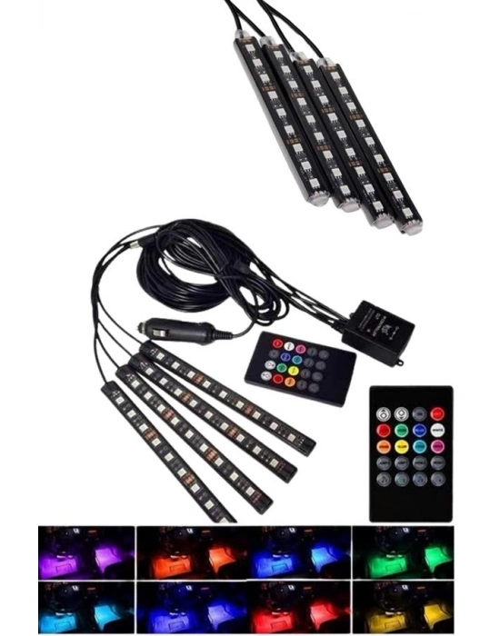 ® Araç Içi Aydınlatma Kumandalı 12 Led Ayak Altı Led Ambiyans Işığı Sese Duyarlı Kumandalı
