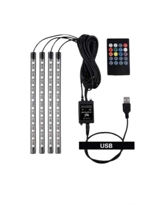 ® Araç Içi Aydınlatma Kumandalı 12 Led Ayak Altı Led Ambiyans Işığı Sese Duyarlı Kumandalı
