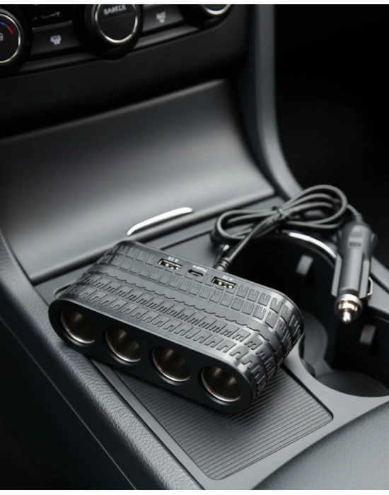 Araç İçi Güç Dağıtıcı 4 Çakmaklık 2 USB 1 Type C Şarj Ünitesi