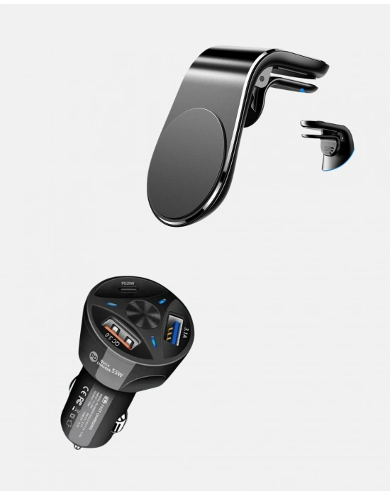 ® Araç İçi Telefon Tutucu + Quick Charge 3.0 Araç Şarj Cihazı Seti