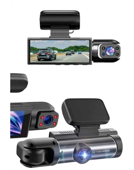 ® Araç Kamerası Black Box Çift Kameralı Ekranlı Full HD Sürüş Kamerası