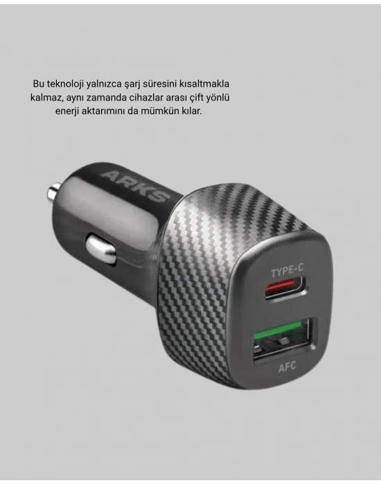 ® Araç Tipi Hızlı Şarj Adaptörü Type-C PD USB Çift Port Kompakt