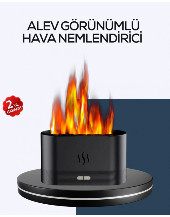 ® Aromatik Oda Kokusu Difüzörü Alev Tasarımlı LED Işıklı Nemlendirici