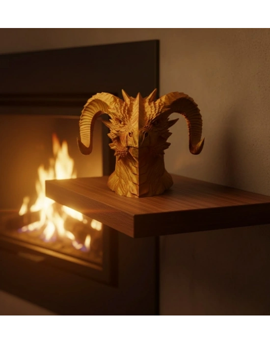 ® Asil Tasarım Gold–Red Ejderha Heykeli Hediyelik Fantastik Dekor