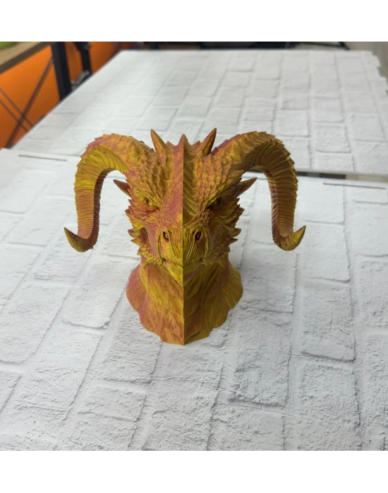 ® Asil Tasarım Gold–Red Ejderha Heykeli Hediyelik Fantastik Dekor