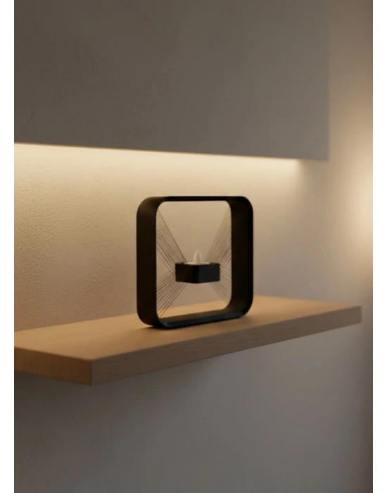 ® Askılı Kare Mumluk Duvar Dekoru Loş Salon ve Modern Mekanlar