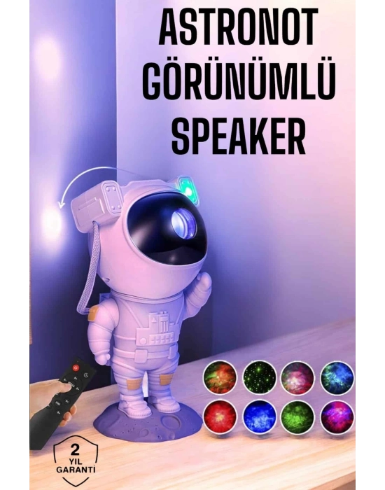® Astronot Bluetooth Hoparlör Gökyüzü Projektör Gece Lambası