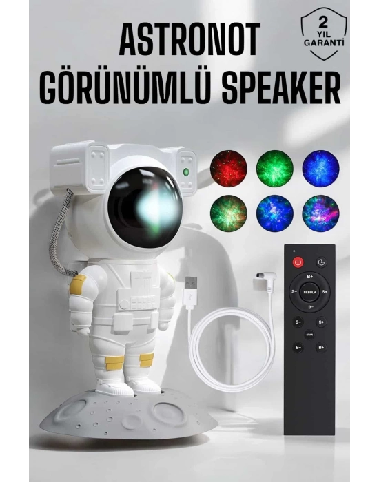 ® Astronot Görünümlü Projeksiyon Speaker Taşınabilir