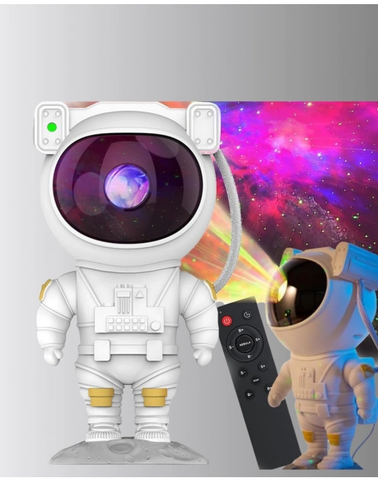 Astronot Şekilli Galaxy Projeksiyon Lambası Nebula Efektli Dekoratif Lamba