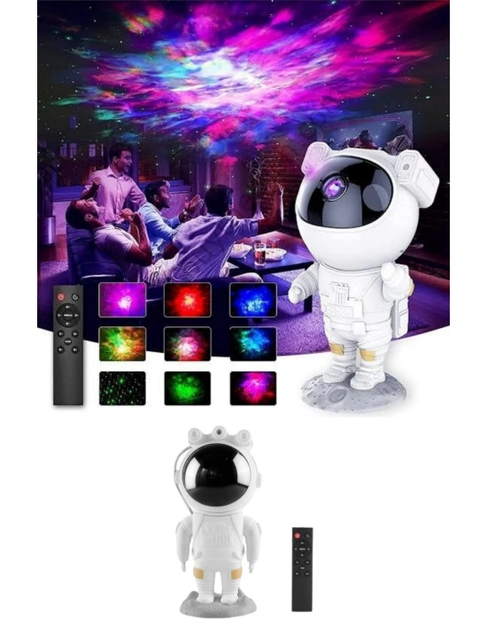 ® Astronot Şeklinde Bluetooth Hoparlör Gökyüzü Kumandalı Aydınlatma Lamba