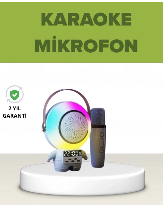 ® Astronot Tasarımlı Bluetooth Speaker ve Kablosuz Mikrofon Karaoke Seti