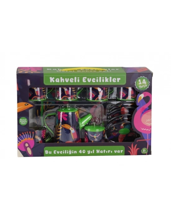 ATF-996-7A-10A 14 PARÇA DESENLİ METAL ÇAY SET