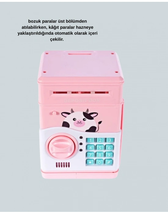 ® ATM Tasarımlı Pembe Işıklı Sesli Çocuk Kumbarası