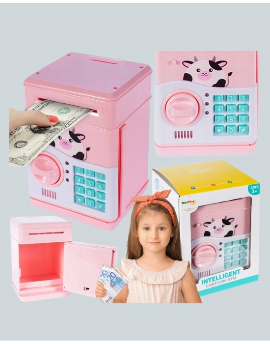 ® ATM Tasarımlı Pembe Işıklı Sesli Çocuk Kumbarası