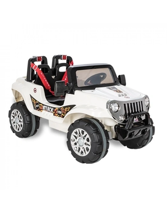 ®  Attack Çift Kişilik Uzaktan Kumandalı Akülü Araba 12 Volt 05-272 Beyaz