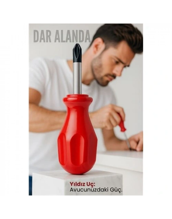 ® Avuç İçi Mini Topaç Tornavida Yıldız Uçlu Kısa Şaft Ufak Vidalama Anahtarı Hassas El Aleti